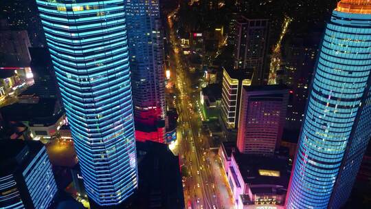 南京市玄武区城市夜景航拍延时视频素材模板下载