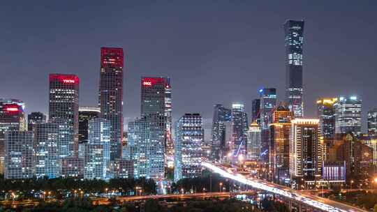 北京国贸CBD雷雨夜景