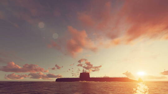 夕阳下的潜艇