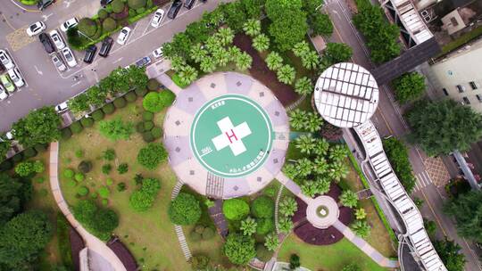 湘雅三医院空中救援直升机停机坪视频素材模板下载