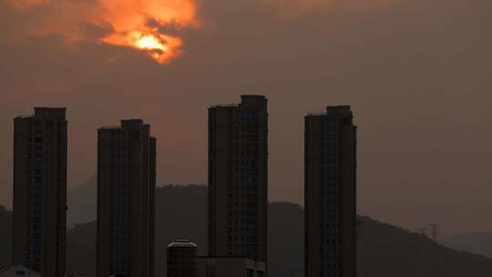 天台县幸福花苑日落延时