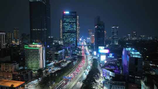 原创航拍印尼城市雅加达天际线夜景风光视频素材模板下载
