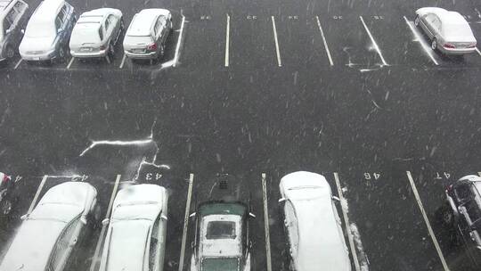 大雪中停在停车场的汽车视频素材模板下载