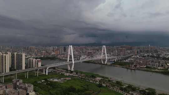 广东揭阳市榕城区揭阳大桥 下雨打雷雷暴