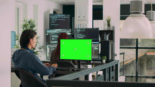 使用Greenscreen Monitor编写源代码的程序员团队