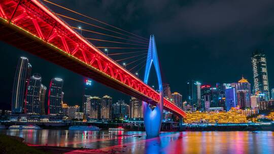 重庆_千厮门大桥_重庆夜景_洪崖洞夜景