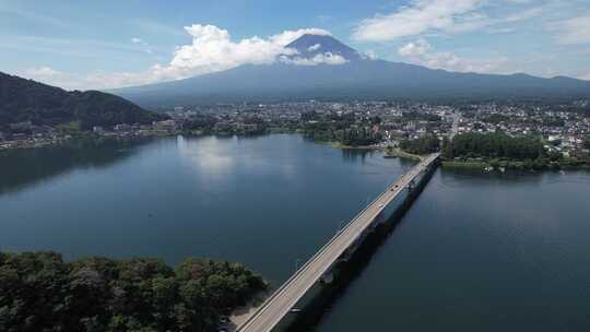 日本富士山附近的山梨县富士河口湖景观