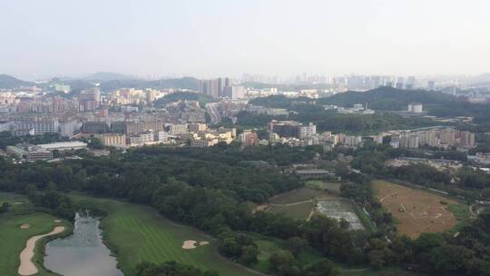 航拍深圳城市及道路绿化
