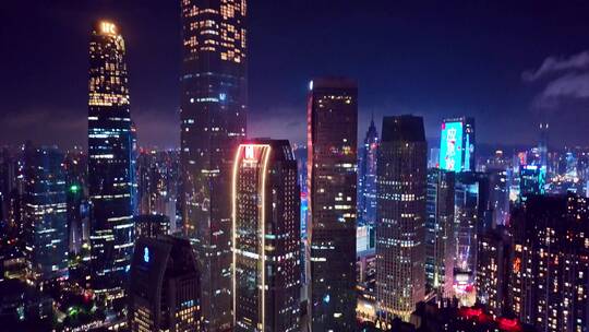 珠江新城夜景航拍视频素材模板下载