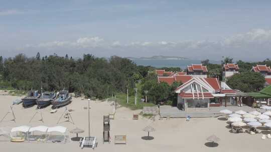 湄洲岛鹅尾神石园沙滩景区景点航拍风景