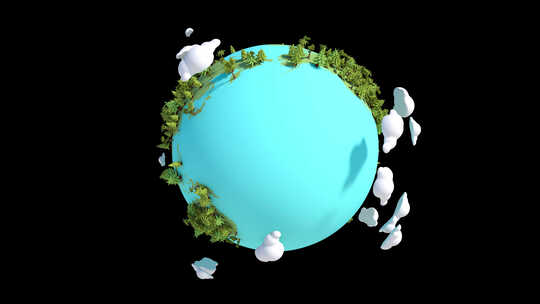 阿尔法环上的3D旋转绿色星球
