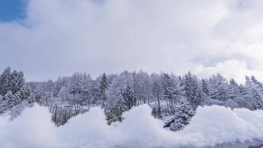 6k冬天山川树林冰雪延时摄影视频素材模板下载