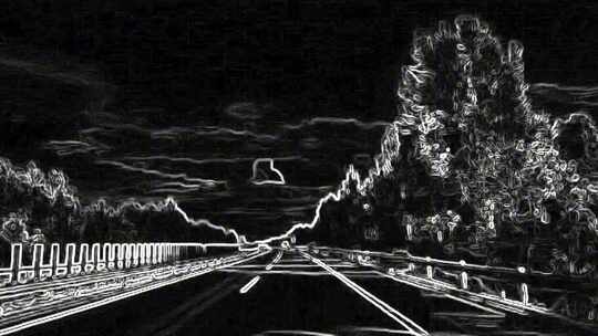 开车在路上光亮线条黑白抽象背景