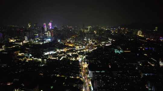 江苏南京老门东秦淮河夜景灯光航拍