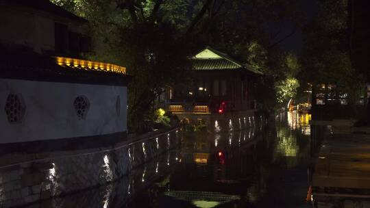 浙江湖州南浔古镇江南水乡夜景