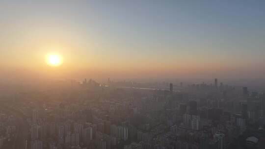 广州番禺区傍晚日落航拍