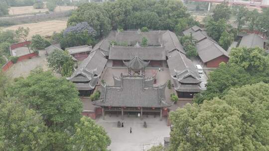 成都金华寺古建筑鸟瞰航拍-DJI D-LOG-M灰片