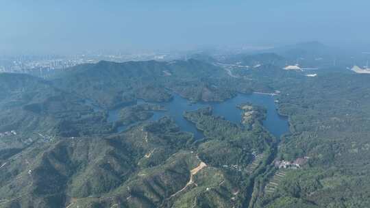 森林山水湖泊航拍青山绿水山川河流山峰风景