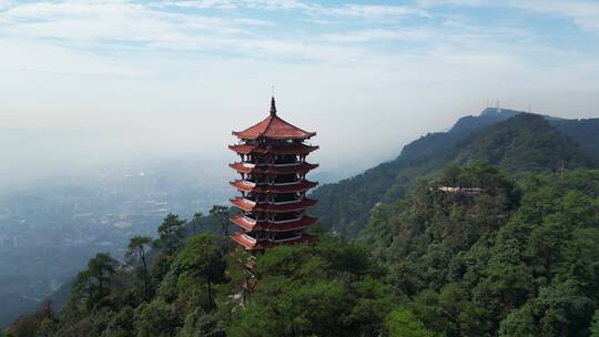重庆北碚缙云山森林保护区自然风光航拍
