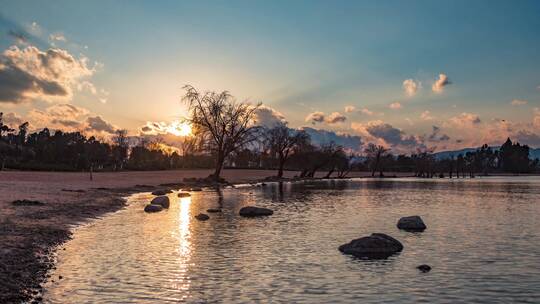 湿地公园日落