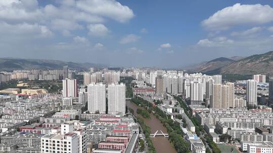 青海西宁大景青海城市建设航拍