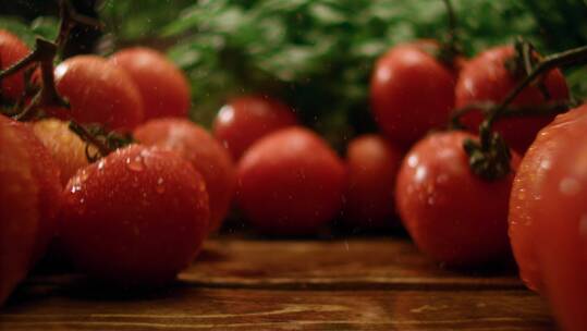 番茄西红柿圣女果慢镜头特写