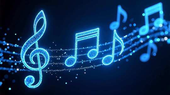 蓝色粒子音符跳动4K