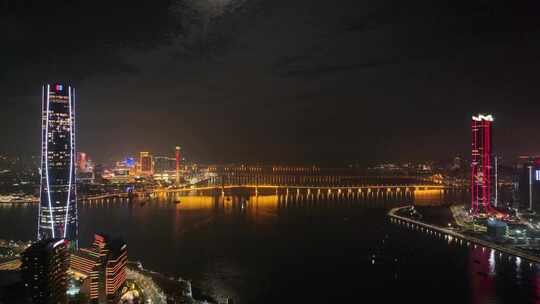 珠海横琴国际金融中心夜景航拍
