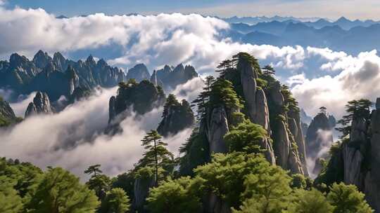 黄山云海山峰全景