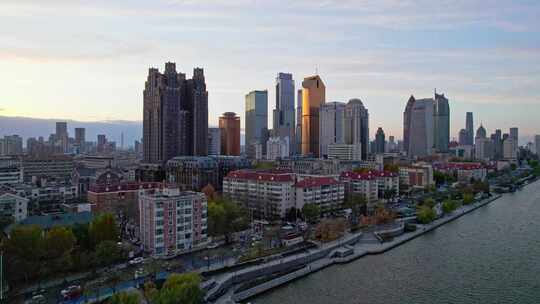 天津海河风景线 城市建筑风光航拍