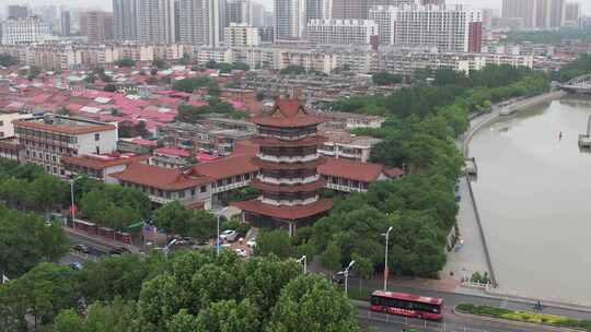 河北沧州清风楼历史文化建筑航拍