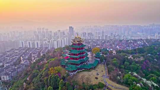 重庆鸿恩寺日落航拍