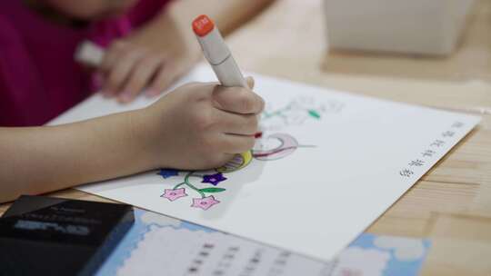 儿童画画着色视频素材模板下载