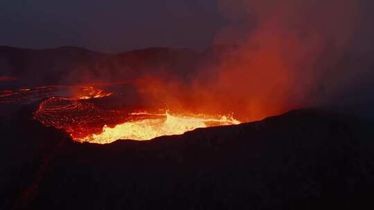 火山，熔岩，山，火