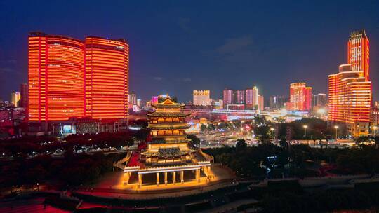 广西南宁城市夜景航拍