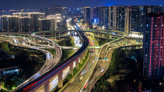 义乌交通地标车流夜景延时