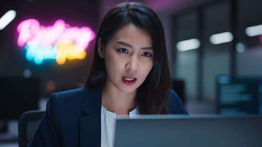 女商人办公时使用电脑画面