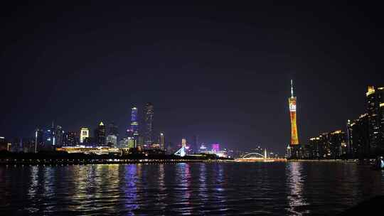 广州珠江新城夜景广州塔夜晚小蛮腰城市风光