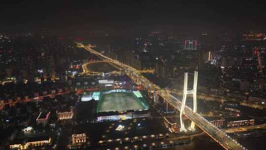上海 南浦大桥车流 夜景航拍
