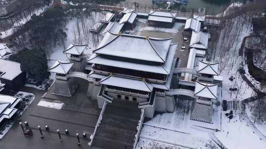 西安大唐芙蓉园雪景视频素材模板下载