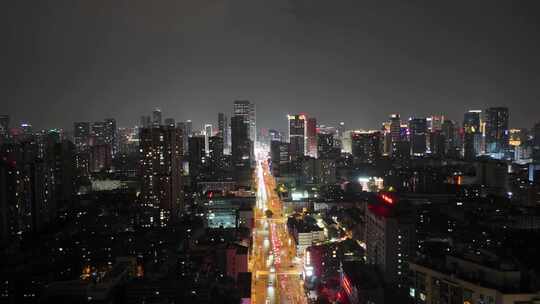 四川成都城市夜景灯光航拍