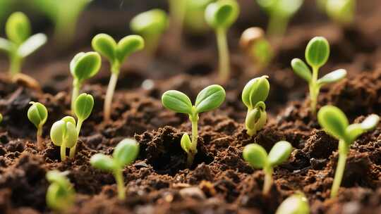 土壤中幼苗生长特写