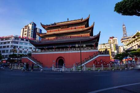 宜宾大观楼夜景车流延时摄影