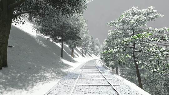 雪天火车铁路