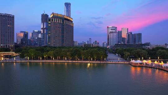 苏州金鸡湖夜景航拍