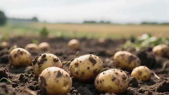 田地里刚挖出的新鲜土豆