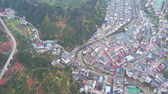 农村集贸市场菜市场农贸市场集市赶集航拍