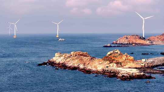 风力发电 岛屿 4K素材（福州平潭）