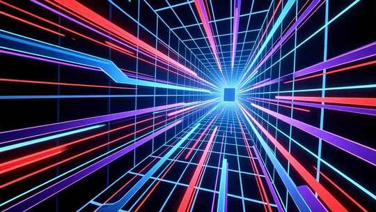 科技线条穿梭网格4K