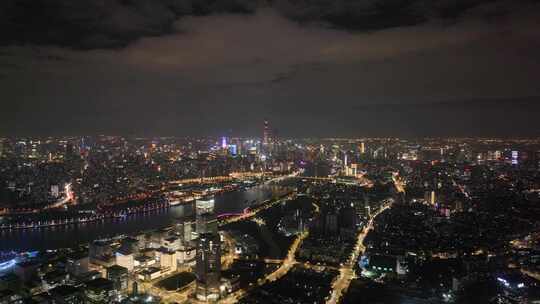 上海浦东新区夜景航拍